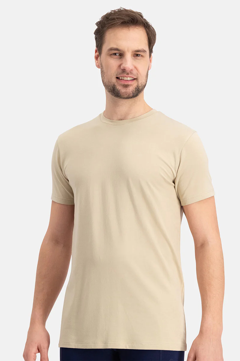 2 pak T-shirt ronde hals Ruben Bamboe heren ondershirt korte mouw Wit Zwart Donkerblauw Huidskleur Witte t shirts hren